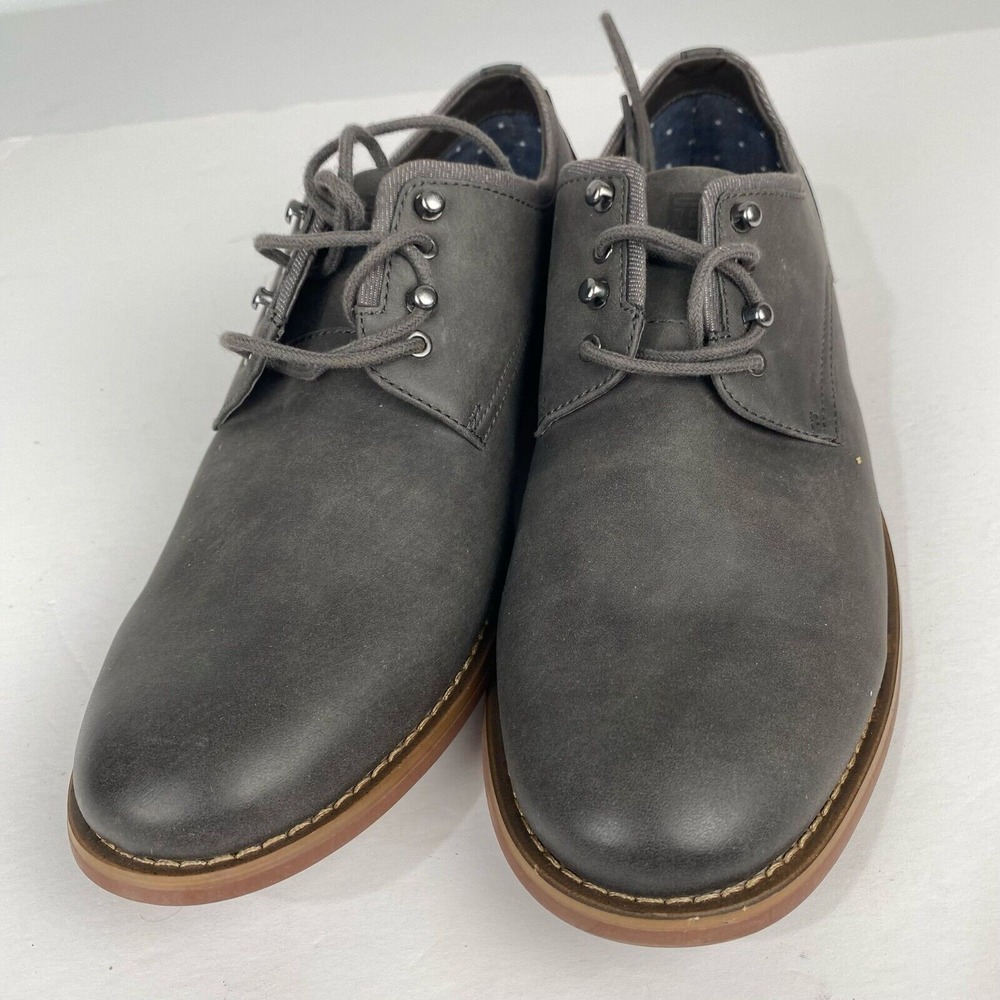 RYE Hawker Men's Dress Shoes Size 10 Formal Oxfords Grey Leather Lace Up Low Toe - Picture 11 of 16
